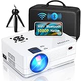 Native 1080P Projector with WiFi and Two-Way Bluetooth, Full HD Movie Projector for Outdoor Movies, 300" Display Projector 4k Home Theater, Compatible with iOS/Android/PC/XBox/PS4/TV Stick/HDMI/USB